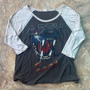 Black Raglan Graphic Baseball Tee with Light Gray Sleeves
